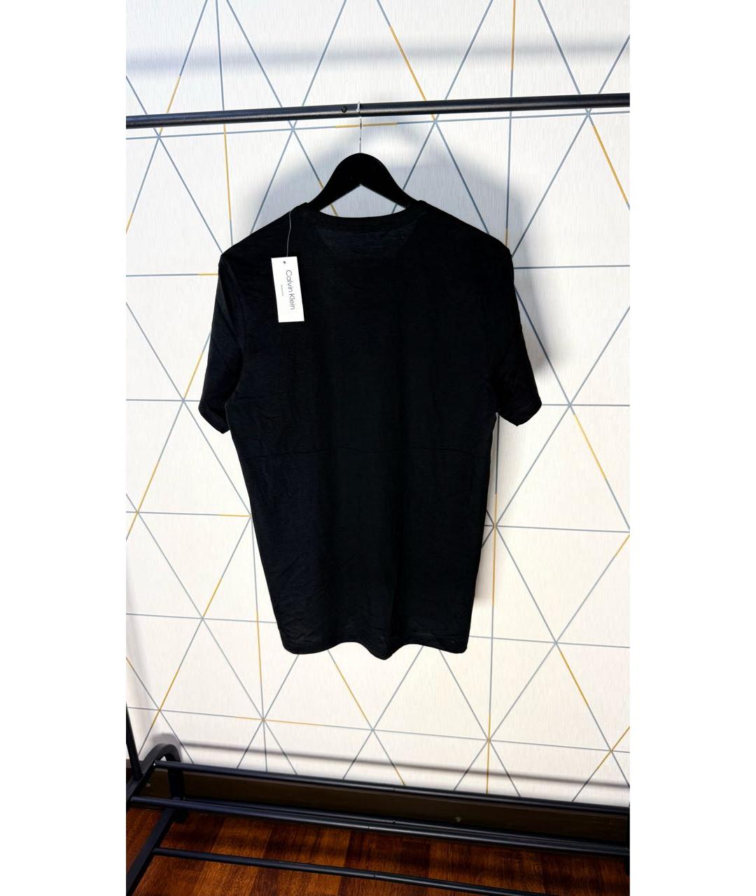 CALVIN KLEIN Черная хлопко-полиэстеровая футболка, фото 2