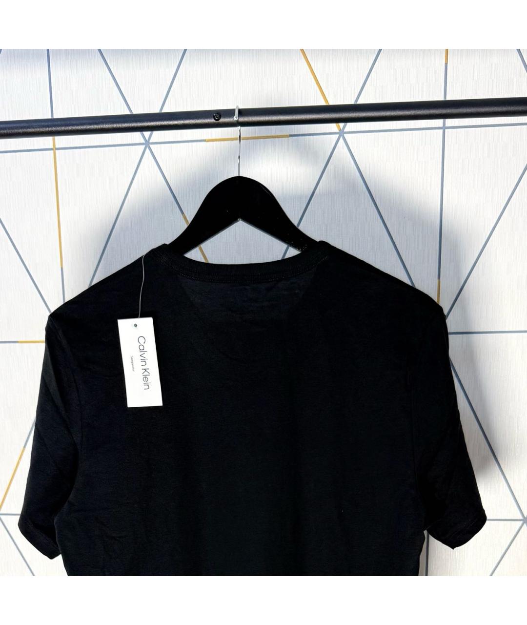 CALVIN KLEIN Черная хлопко-полиэстеровая футболка, фото 3