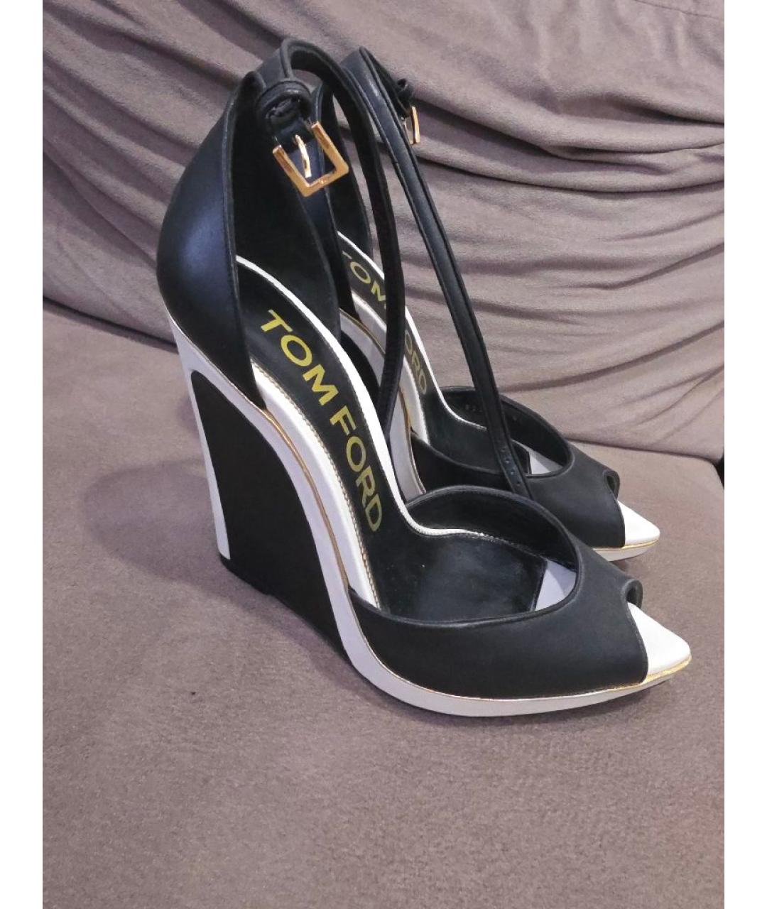 TOM FORD Черные кожаные босоножки, фото 6