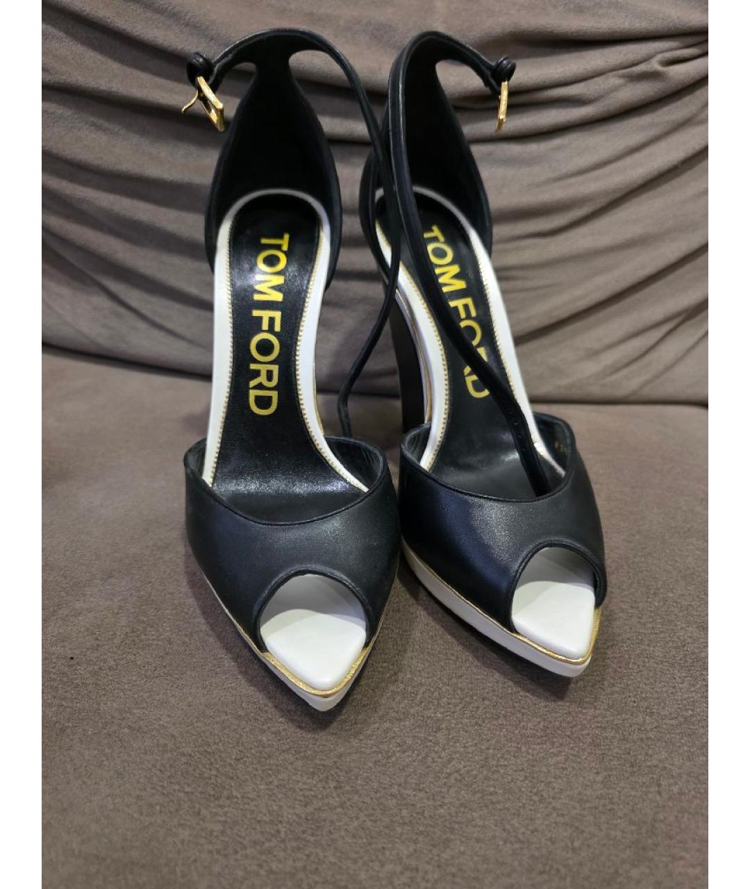 TOM FORD Черные кожаные босоножки, фото 2