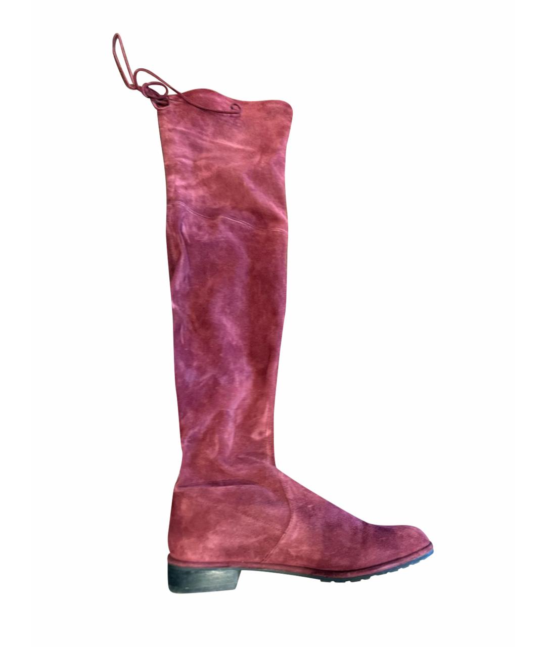 STUART WEITZMAN Бордовые замшевые ботфорты, фото 1