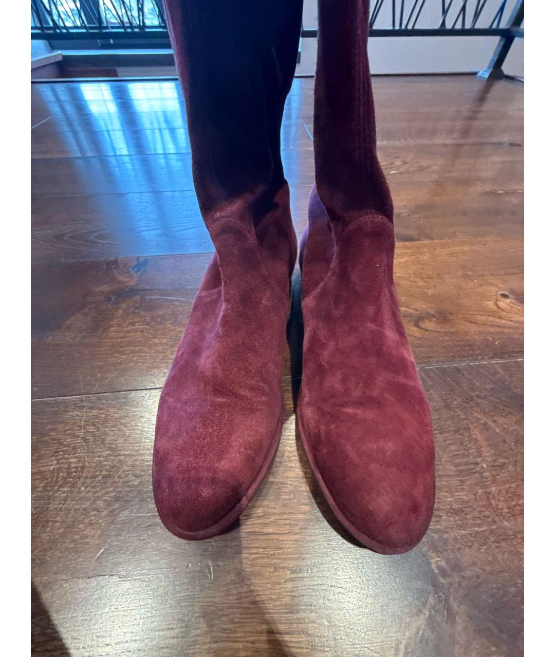 STUART WEITZMAN Бордовые замшевые ботфорты, фото 3
