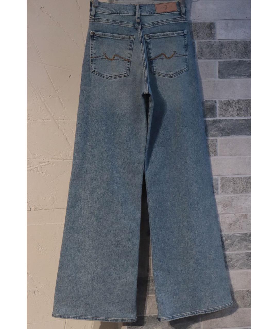 7 FOR ALL MANKIND Синие хлопко-эластановые прямые джинсы, фото 3