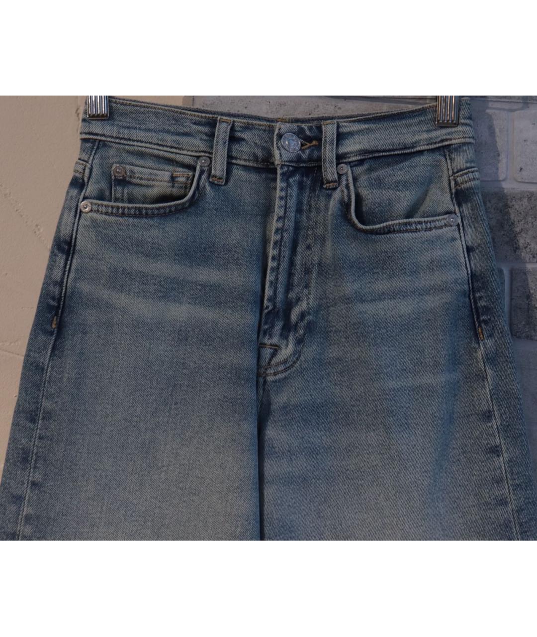7 FOR ALL MANKIND Синие хлопко-эластановые прямые джинсы, фото 5
