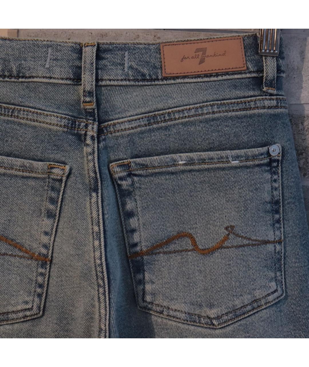 7 FOR ALL MANKIND Синие хлопко-эластановые прямые джинсы, фото 7