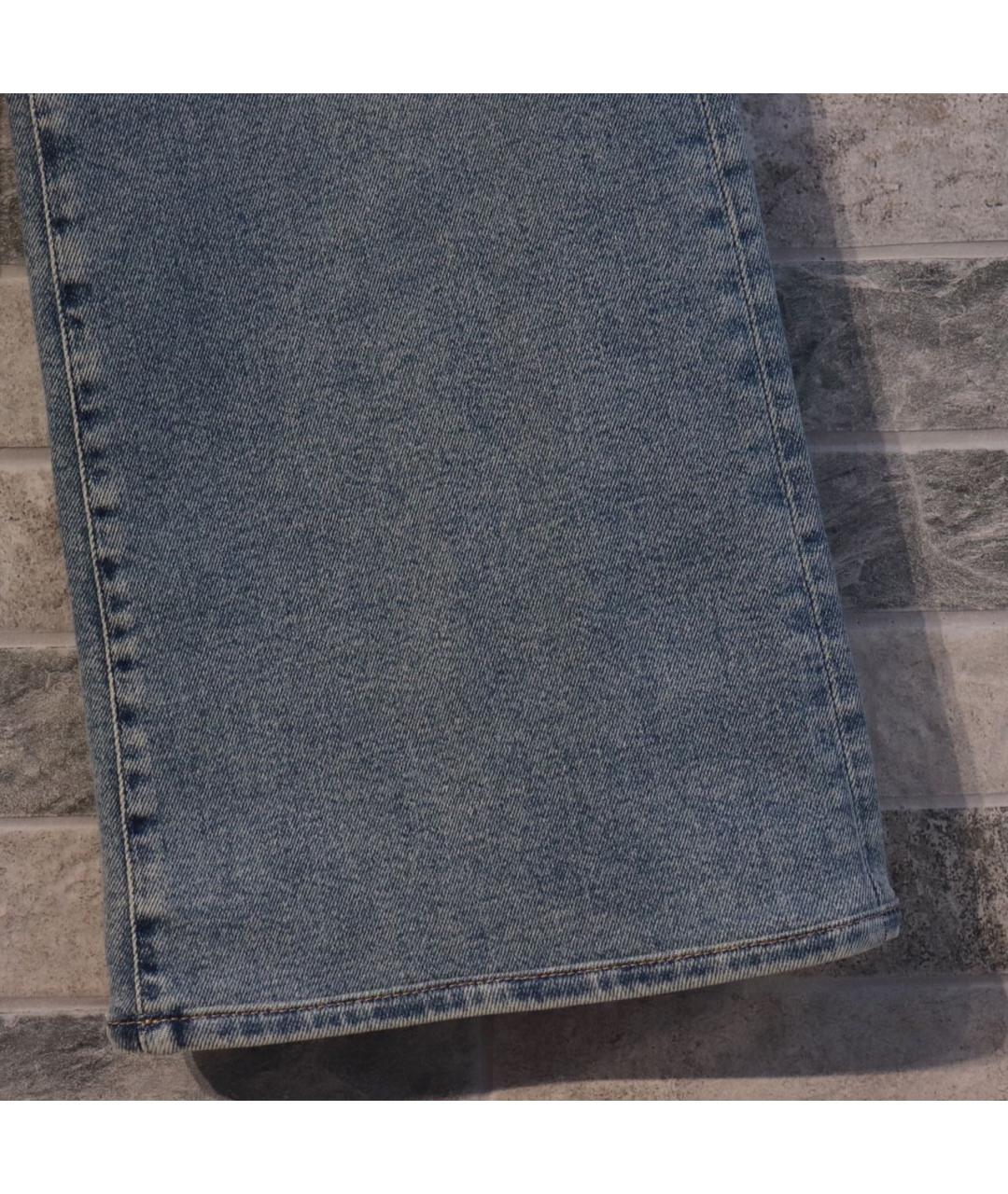 7 FOR ALL MANKIND Синие хлопко-эластановые прямые джинсы, фото 6