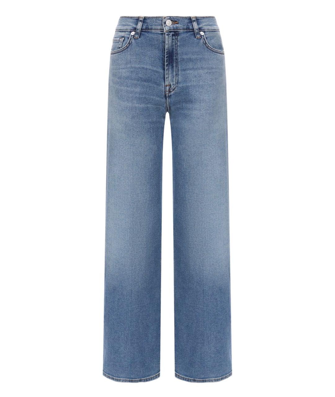 7 FOR ALL MANKIND Синие хлопко-эластановые прямые джинсы, фото 9