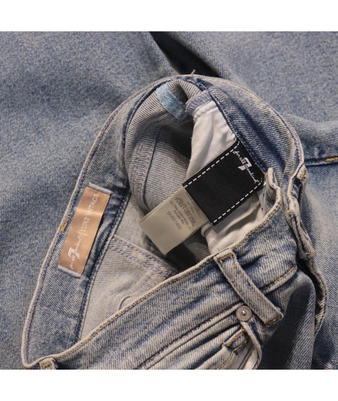 7 FOR ALL MANKIND Синие хлопко-эластановые прямые джинсы, фото 4