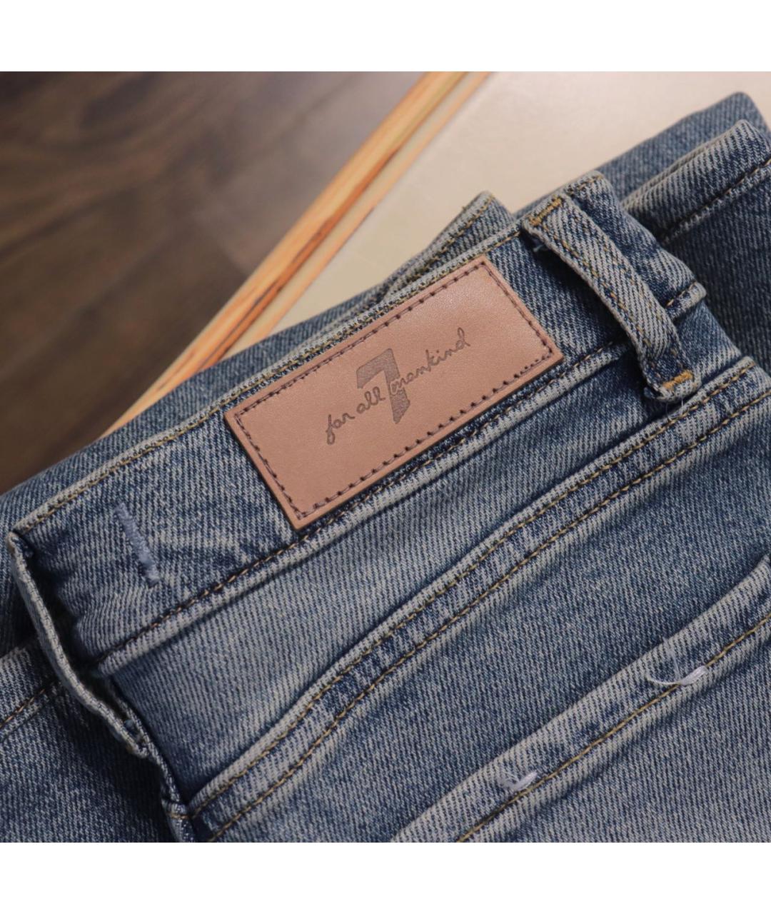 7 FOR ALL MANKIND Синие хлопко-эластановые прямые джинсы, фото 8