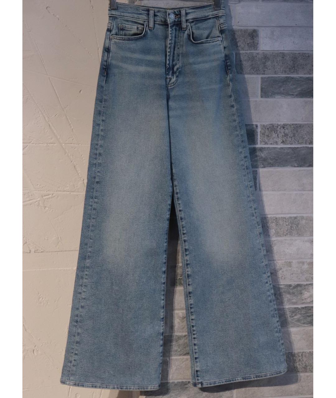 7 FOR ALL MANKIND Синие хлопко-эластановые прямые джинсы, фото 2