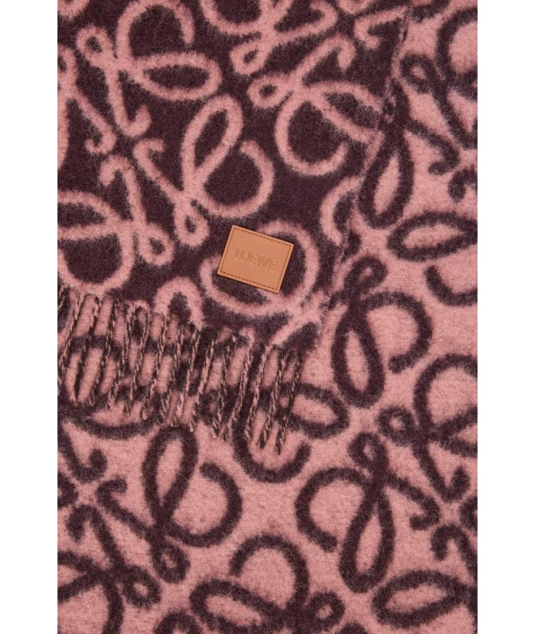 LOEWE Коралловый шерстяной шарф, фото 4