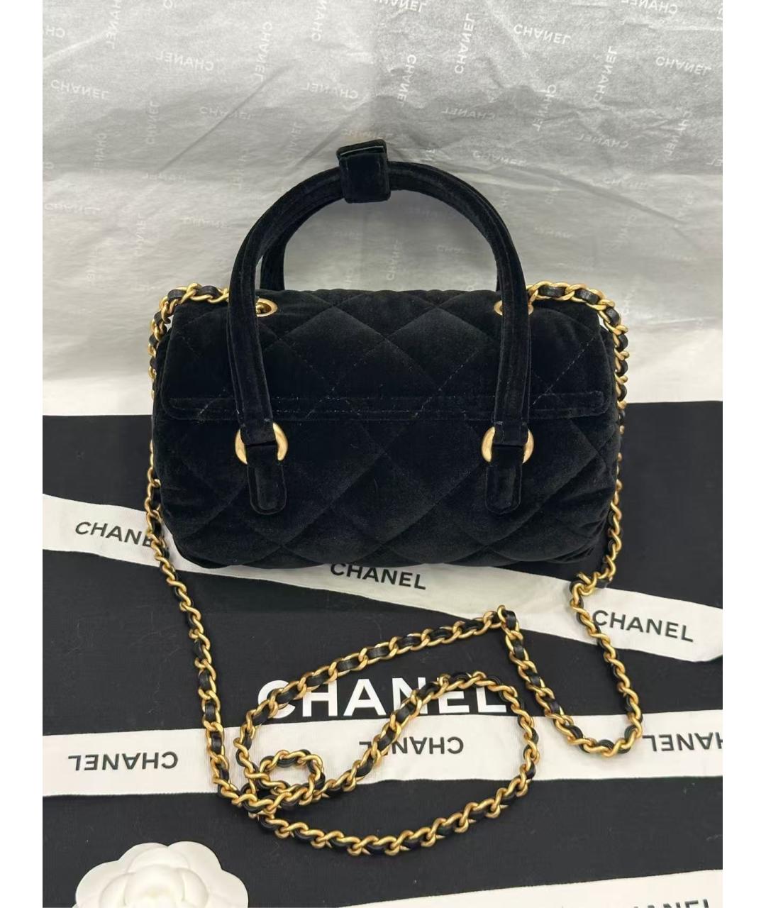 CHANEL Черная бархатная сумка с короткими ручками, фото 2