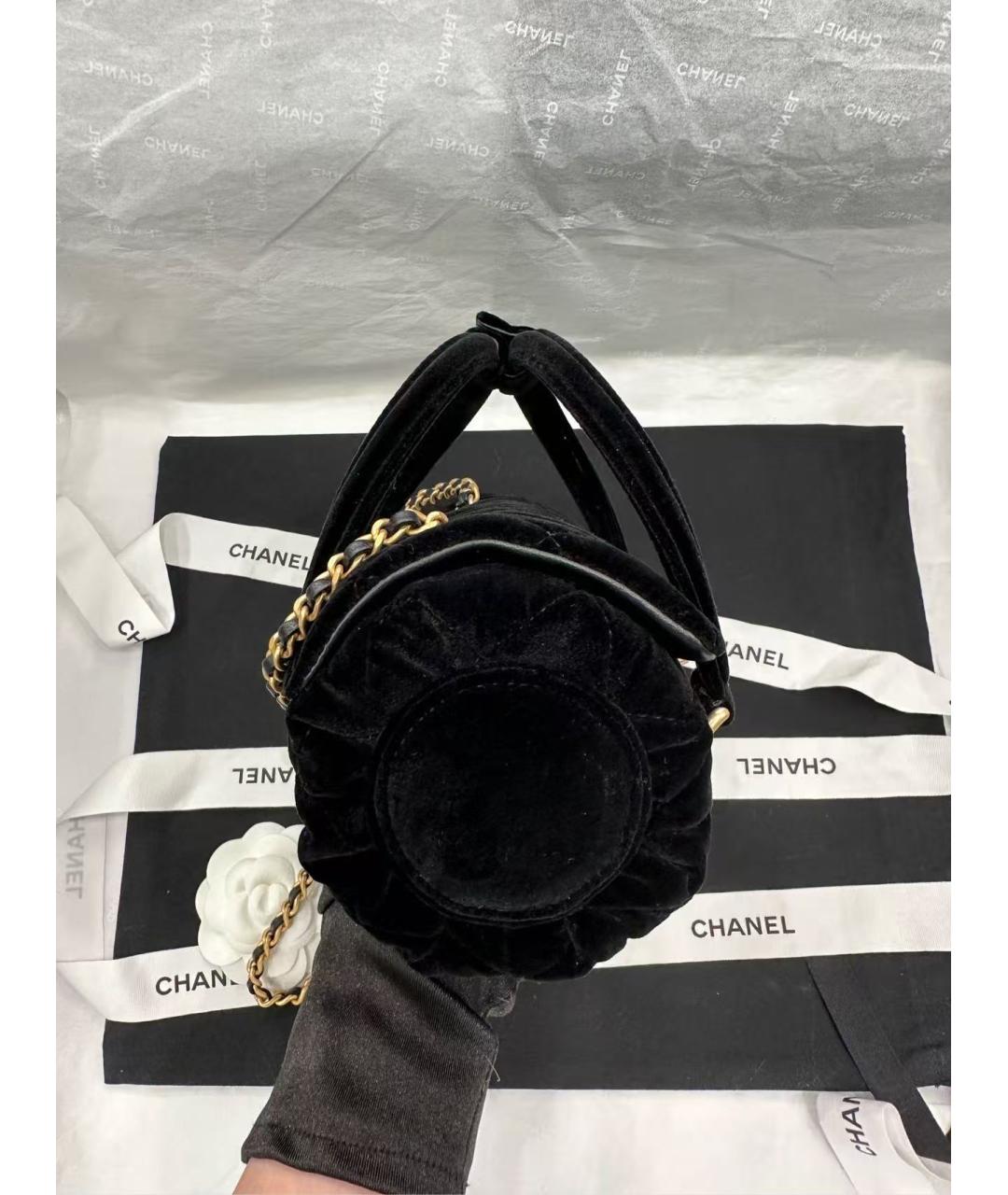 CHANEL Черная бархатная сумка с короткими ручками, фото 3