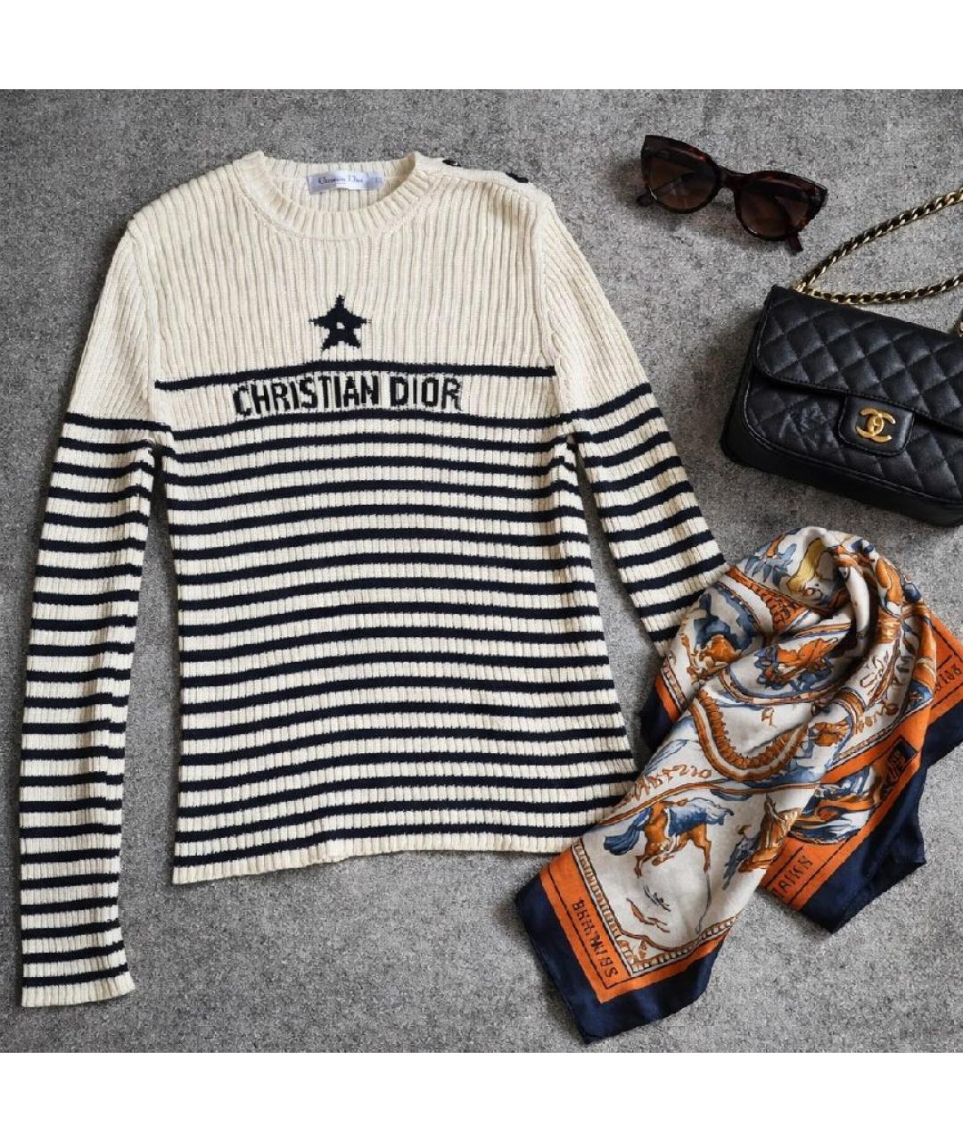 CHRISTIAN DIOR Бежевый хлопковый джемпер / свитер, фото 8