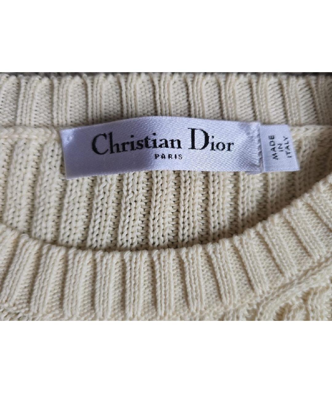 CHRISTIAN DIOR Бежевый хлопковый джемпер / свитер, фото 3