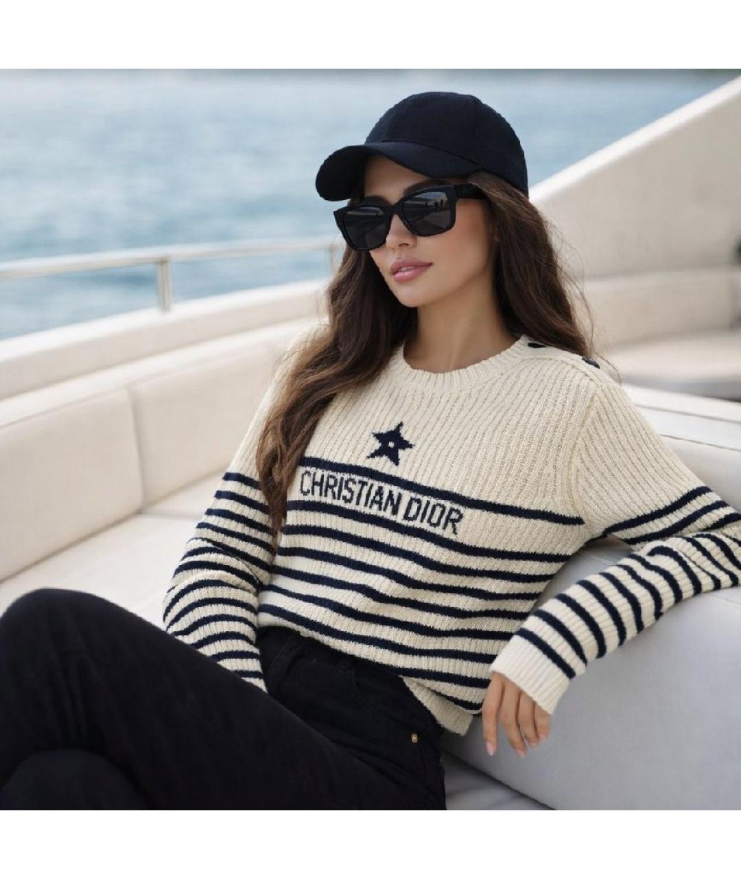 CHRISTIAN DIOR Бежевый хлопковый джемпер / свитер, фото 7