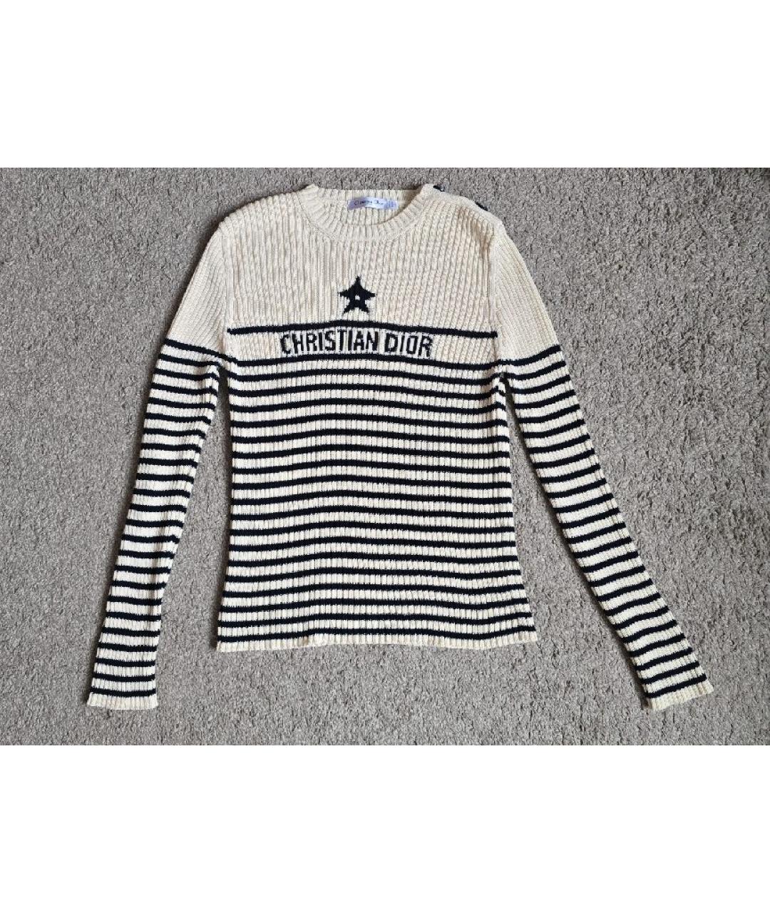 CHRISTIAN DIOR Бежевый хлопковый джемпер / свитер, фото 10