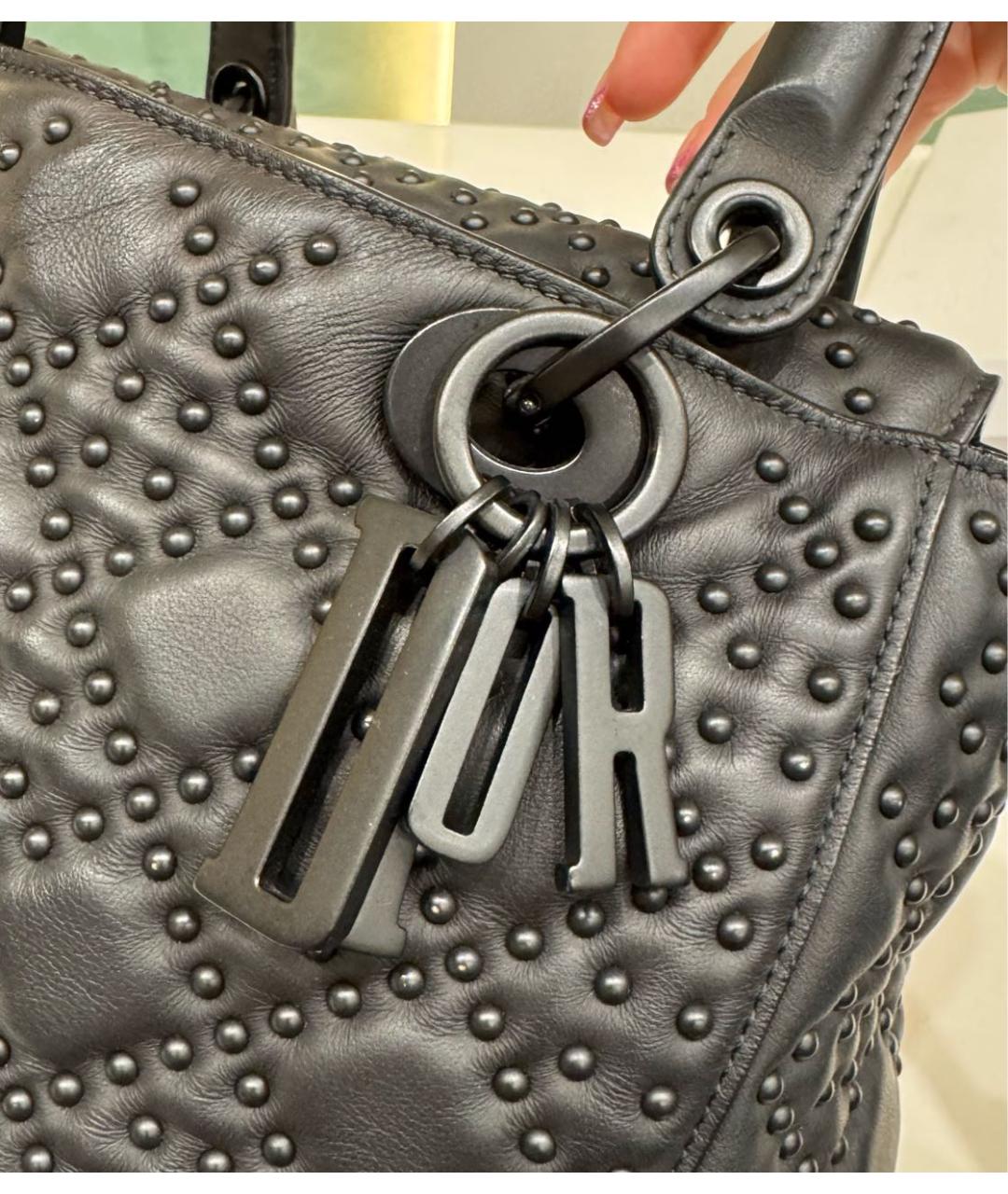 CHRISTIAN DIOR Черная кожаная сумка через плечо, фото 6