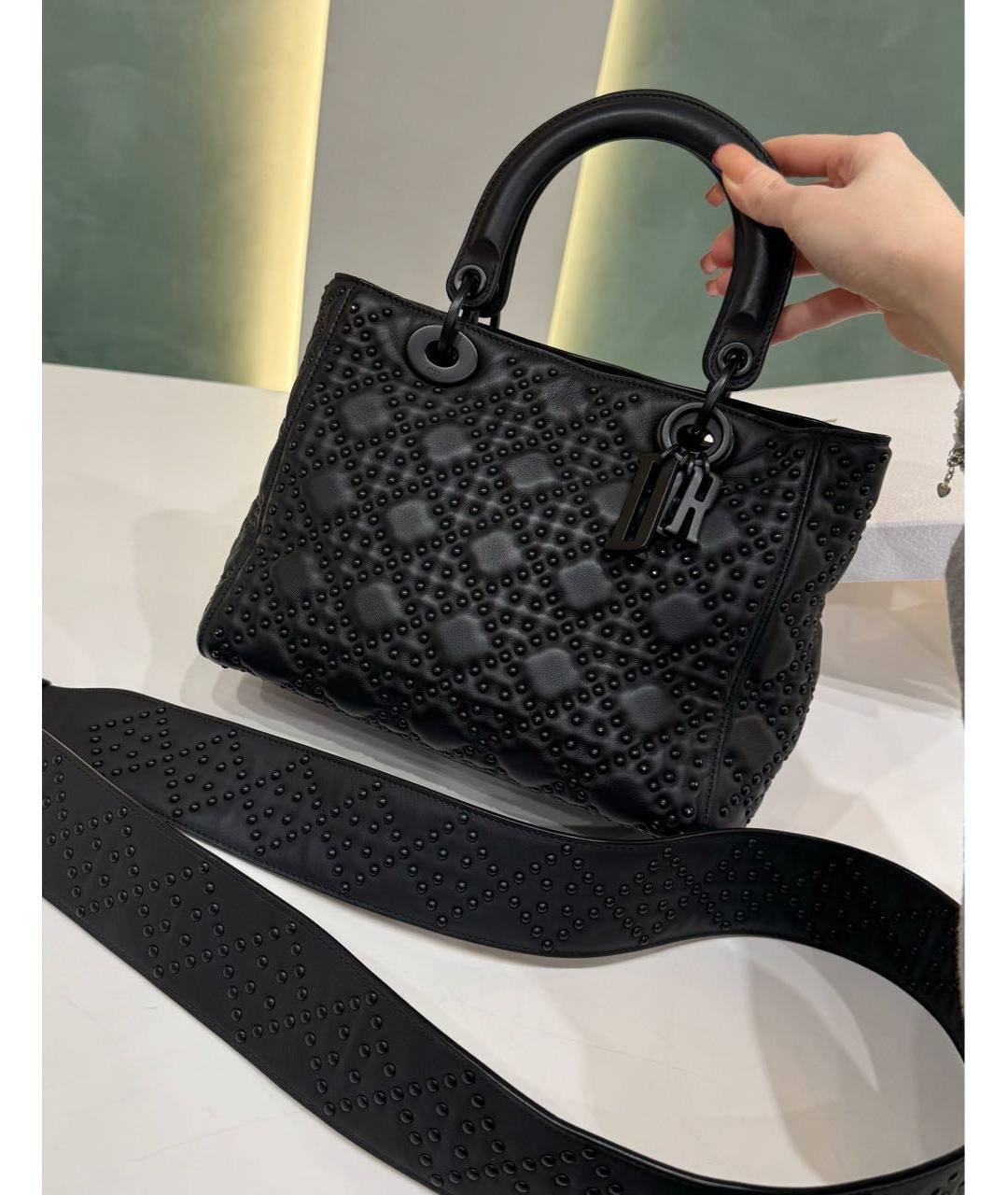 CHRISTIAN DIOR Черная кожаная сумка через плечо, фото 7