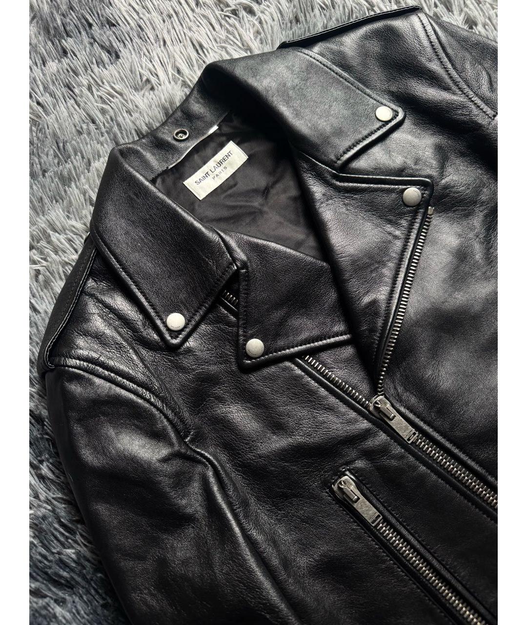 SAINT LAURENT Черная кожаная куртка, фото 4