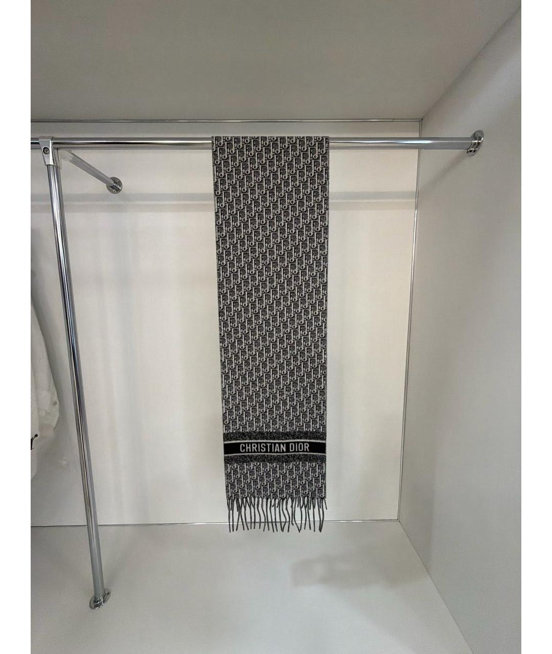 CHRISTIAN DIOR Черный кашемировый шарф, фото 7