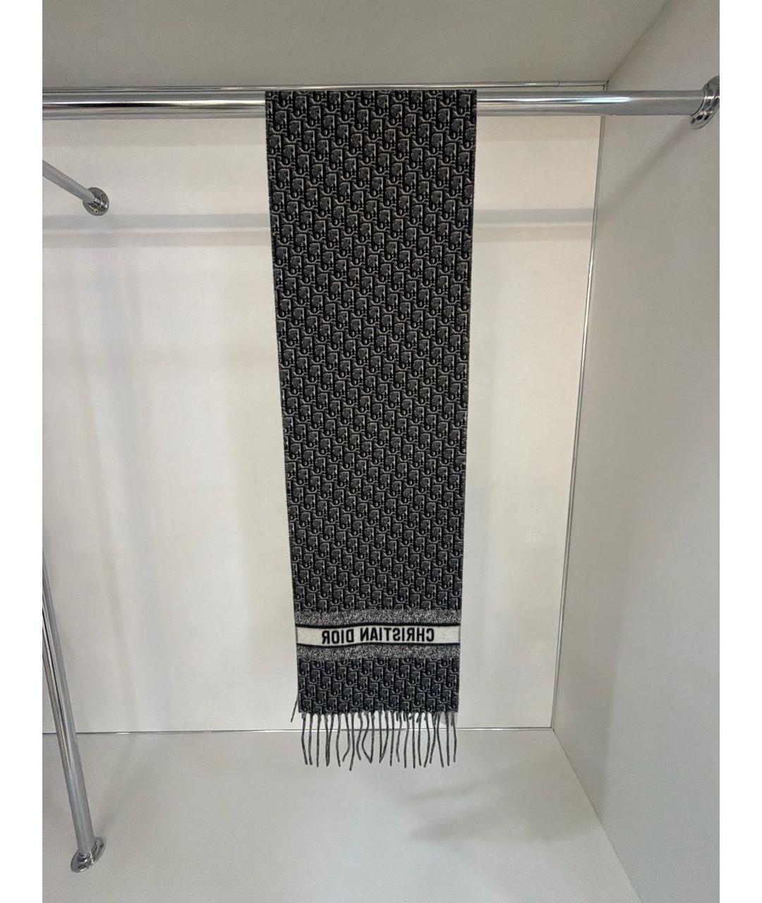 CHRISTIAN DIOR Черный кашемировый шарф, фото 5