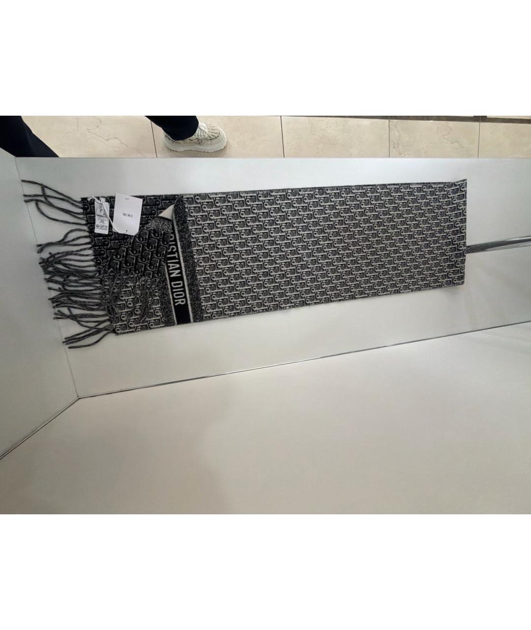 CHRISTIAN DIOR Черный кашемировый шарф, фото 2