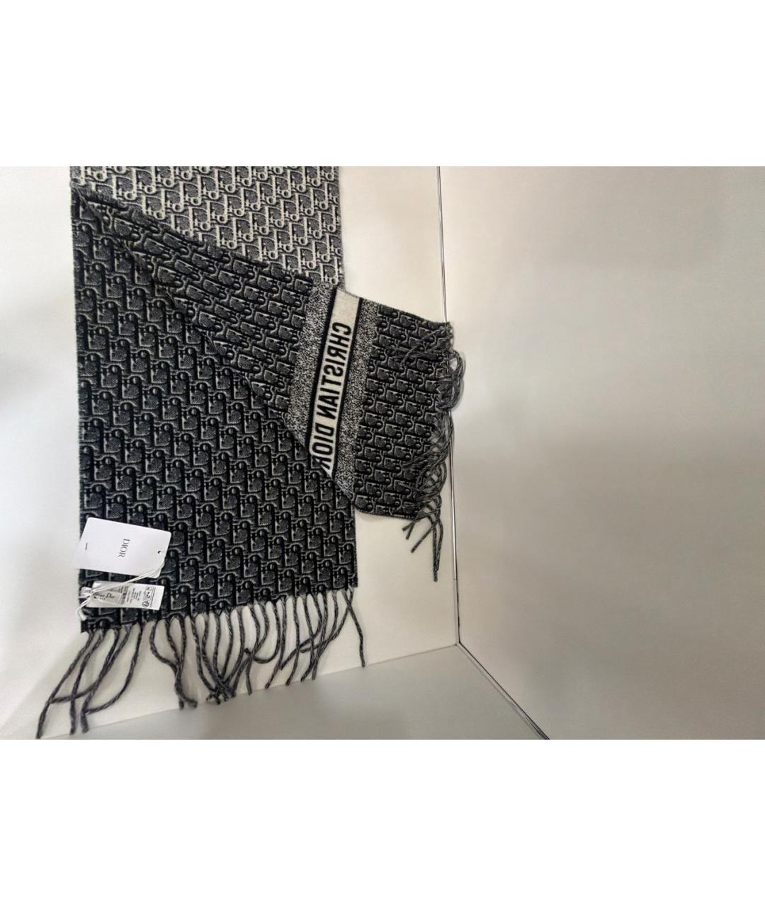 CHRISTIAN DIOR Черный кашемировый шарф, фото 3