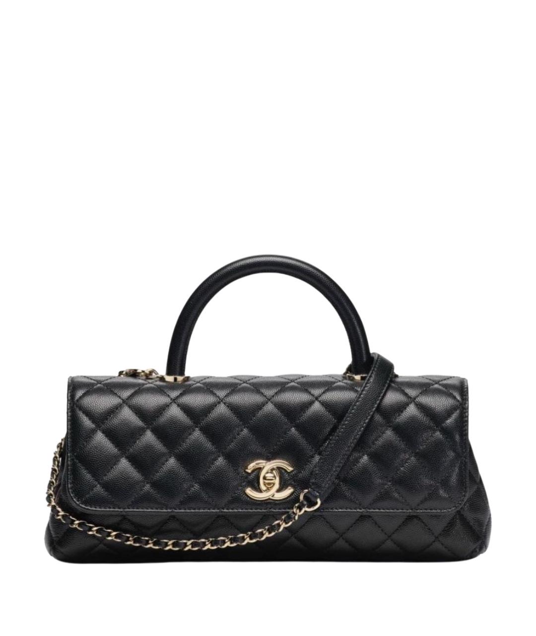 CHANEL Черная кожаная сумка с короткими ручками, фото 1