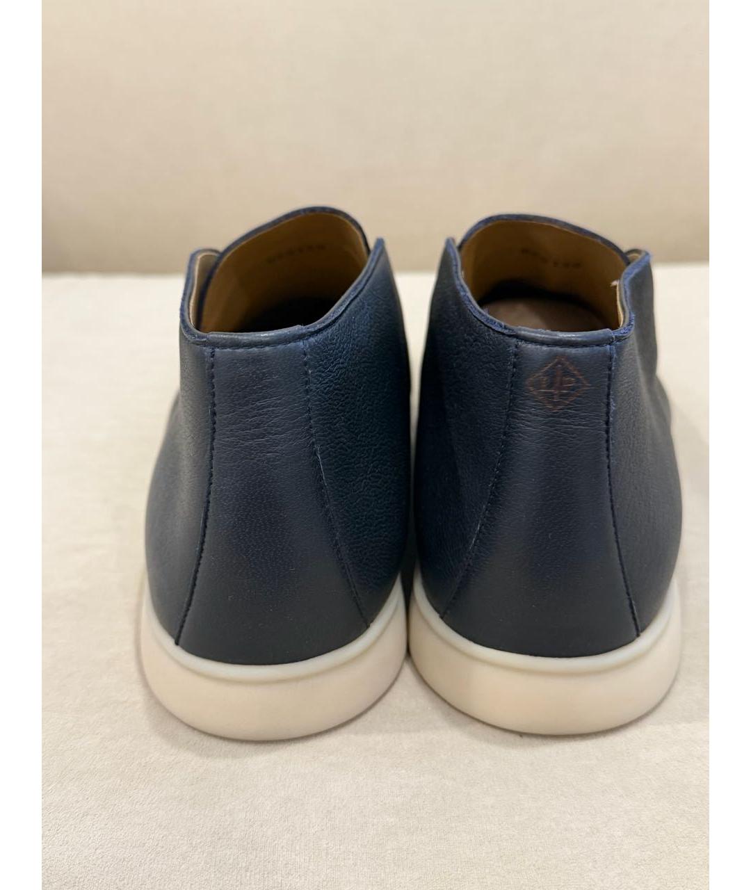 LORO PIANA Темно-синие кожаные высокие ботинки, фото 4