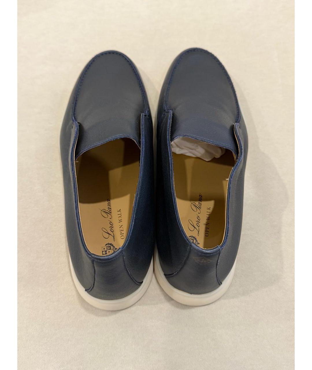 LORO PIANA Темно-синие кожаные высокие ботинки, фото 3