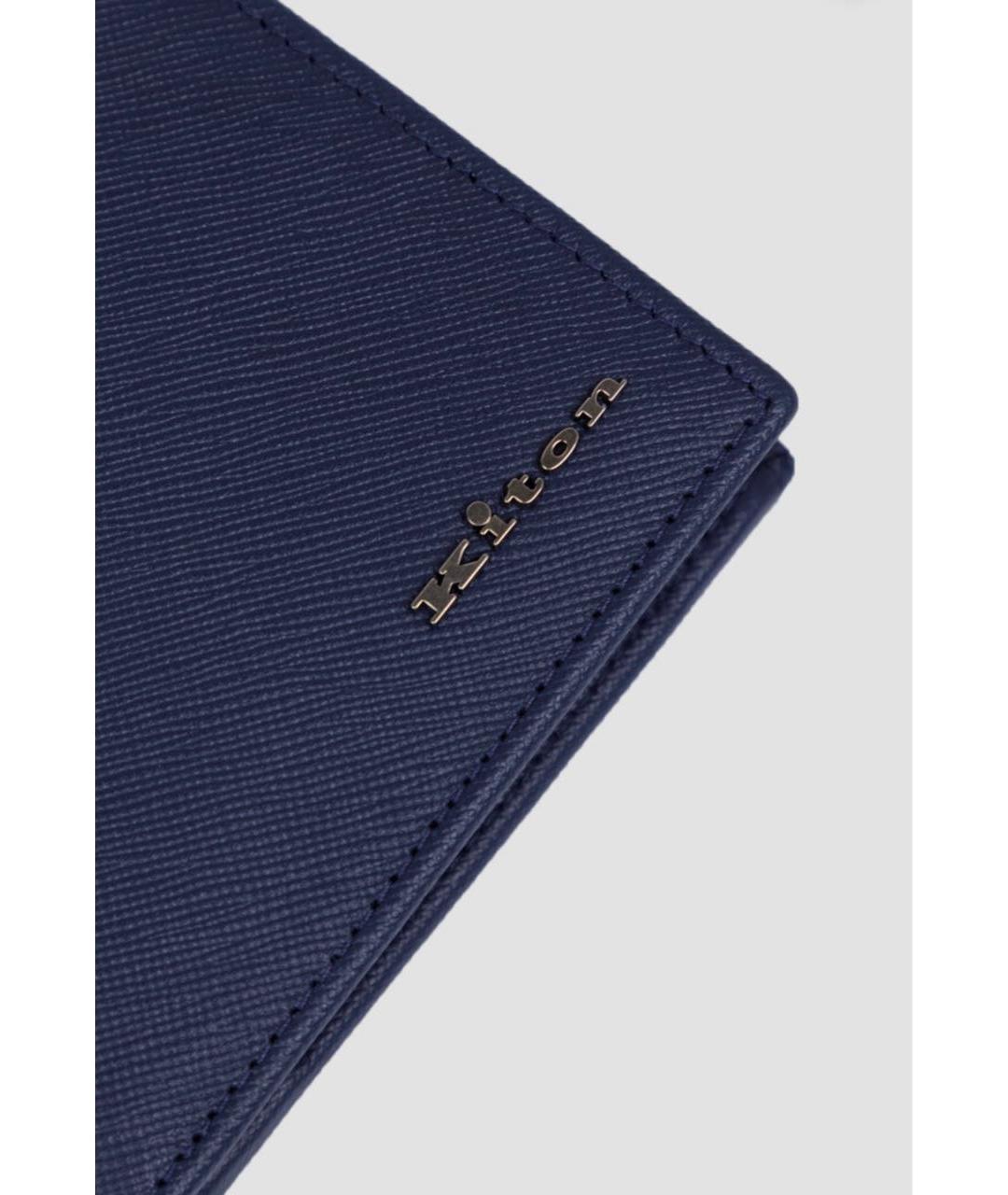 KITON Темно-синий кожаный кошелек, фото 3
