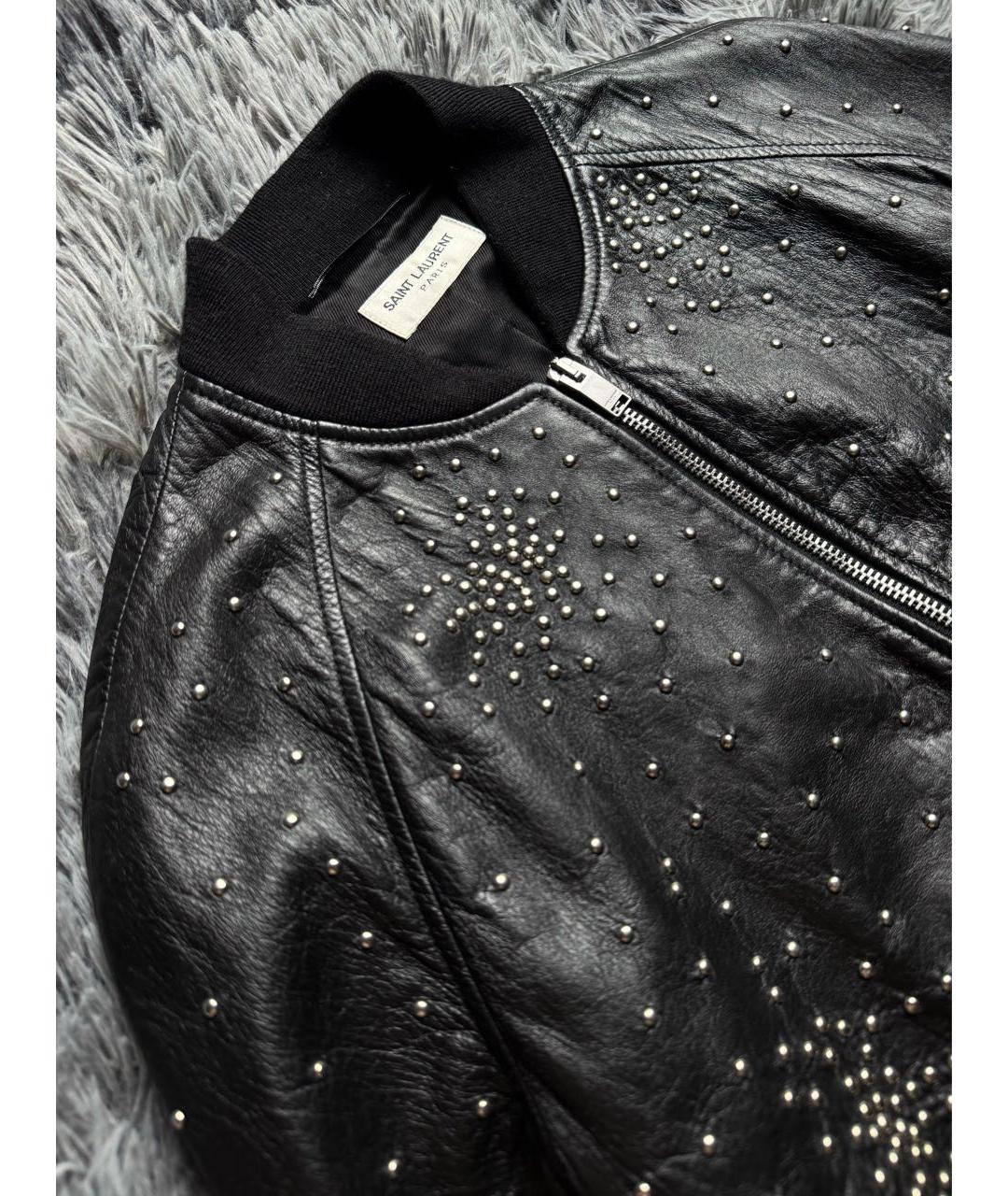 SAINT LAURENT Черная кожаная куртка, фото 3