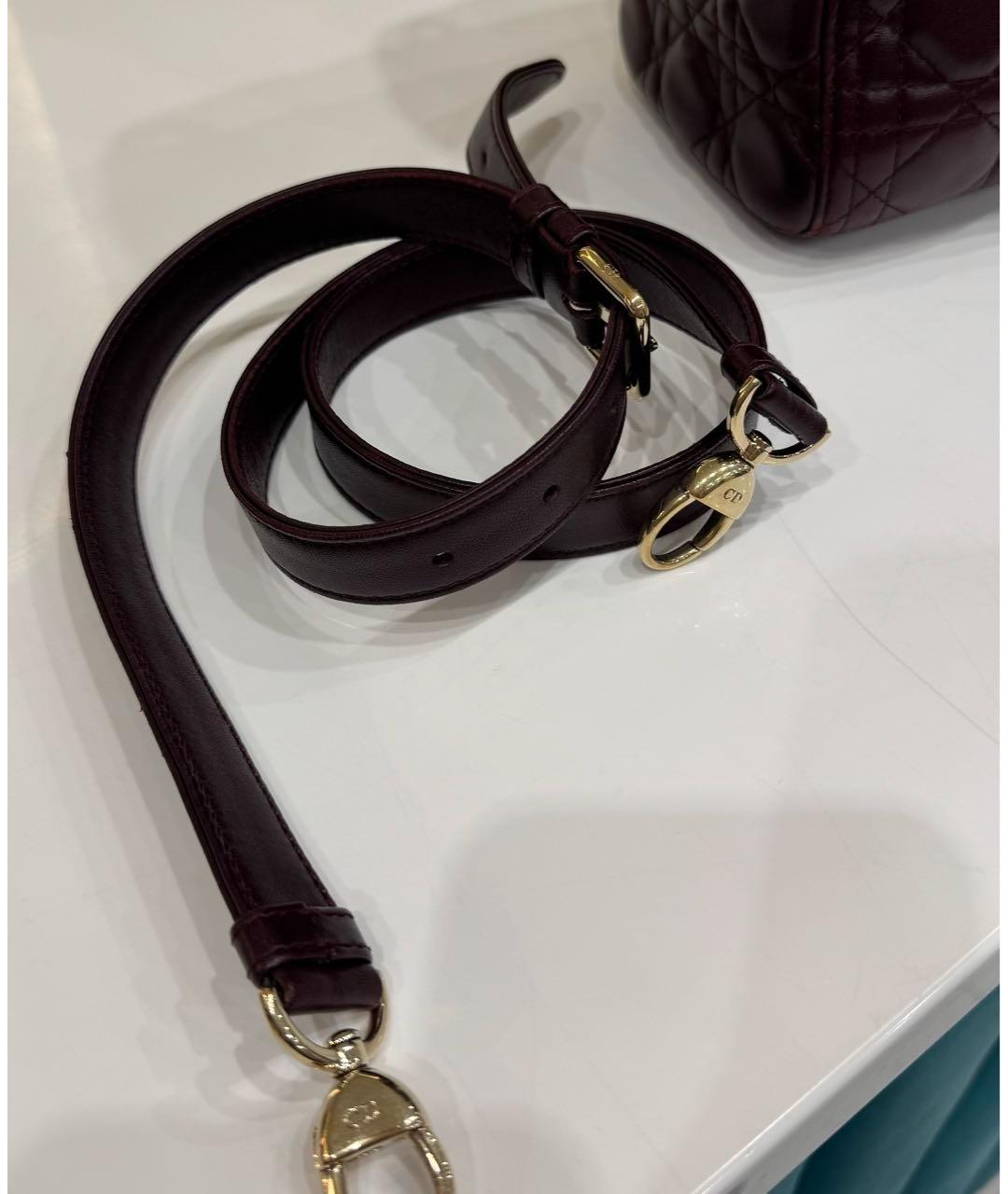 CHRISTIAN DIOR Бордовая кожаная сумка через плечо, фото 6