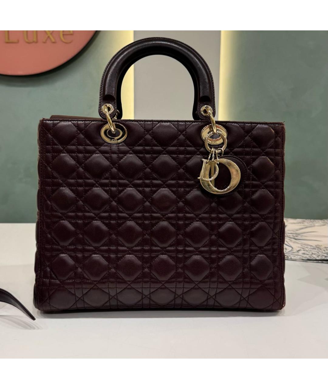 CHRISTIAN DIOR Бордовая кожаная сумка через плечо, фото 9