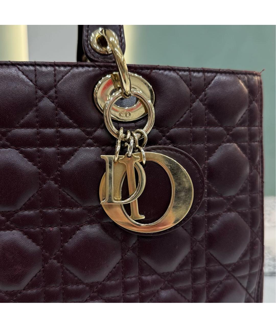 CHRISTIAN DIOR Бордовая кожаная сумка через плечо, фото 3