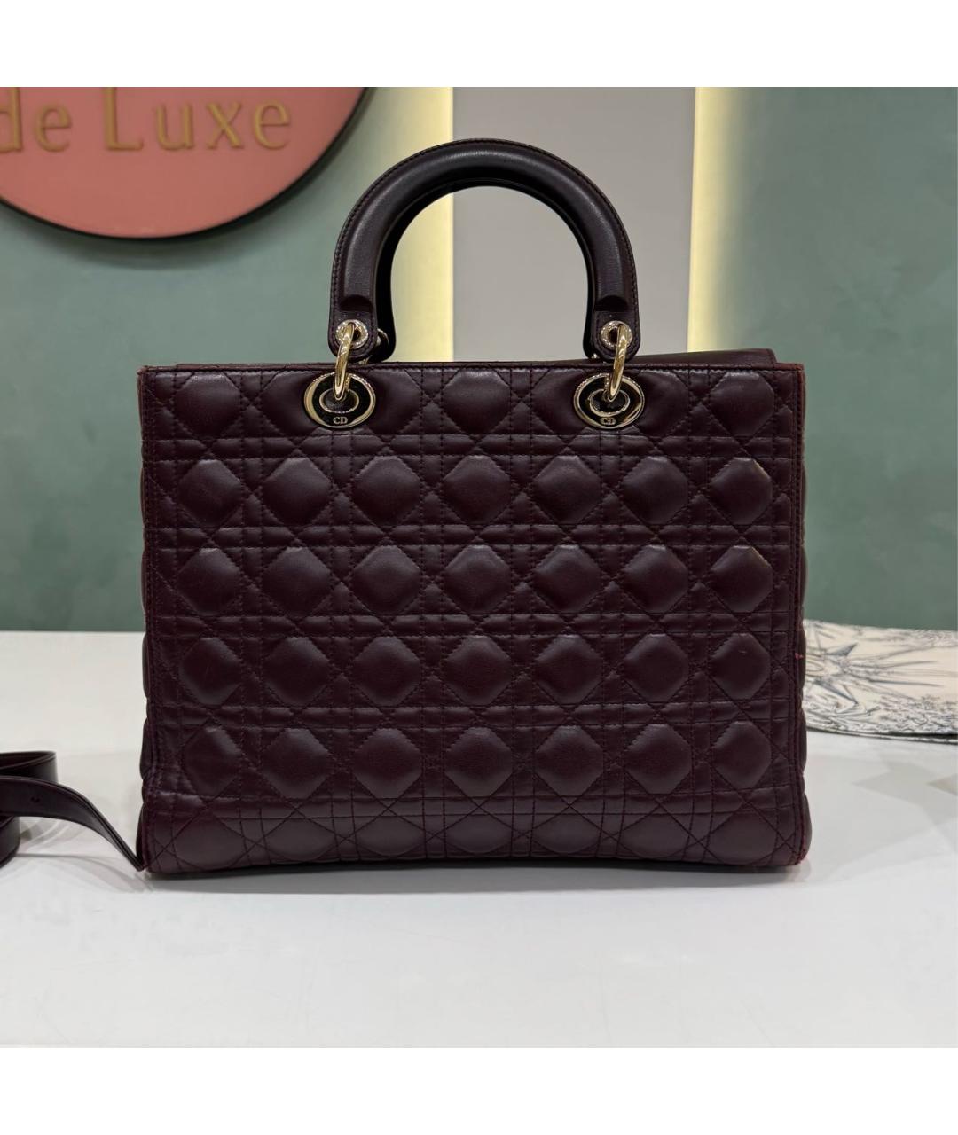 CHRISTIAN DIOR Бордовая кожаная сумка через плечо, фото 4