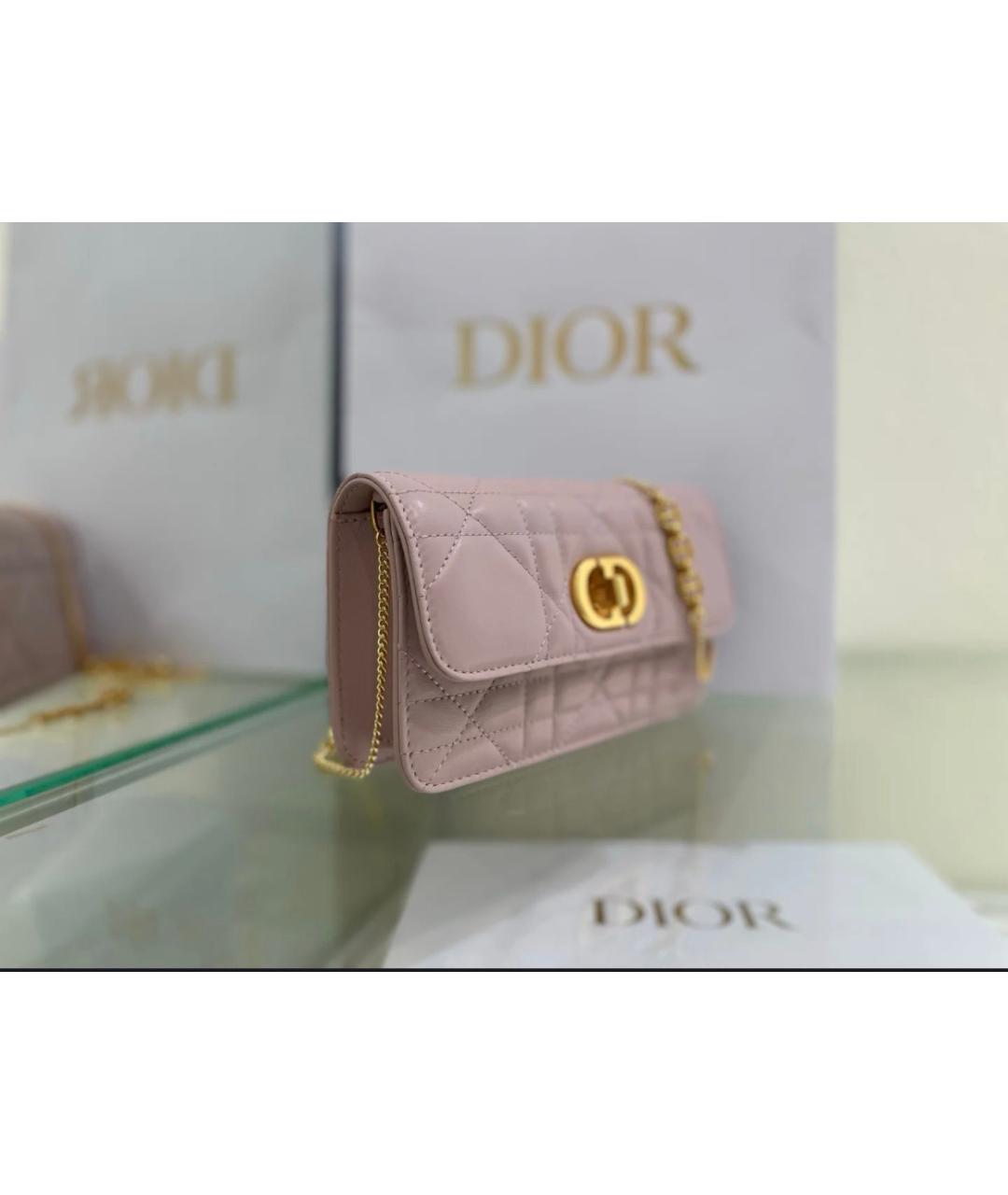 CHRISTIAN DIOR Розовая кожаная сумка через плечо, фото 3