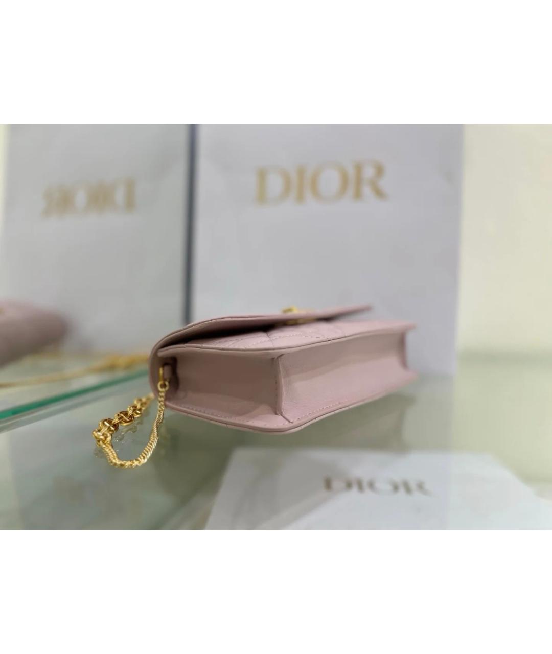 CHRISTIAN DIOR Розовая кожаная сумка через плечо, фото 5