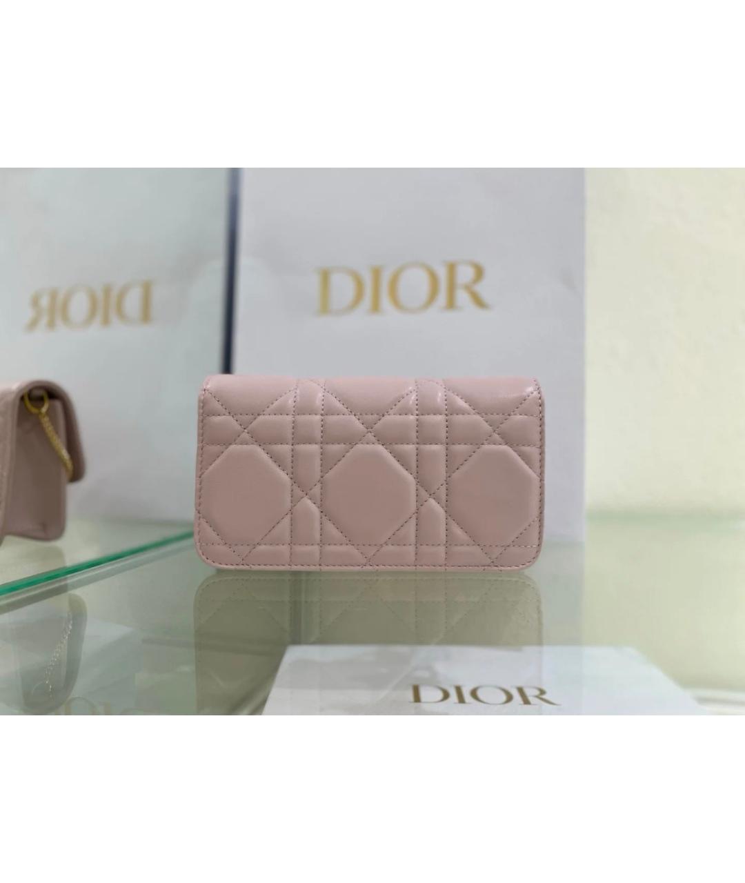 CHRISTIAN DIOR Розовая кожаная сумка через плечо, фото 4