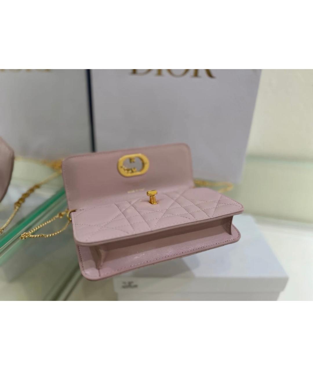 CHRISTIAN DIOR Розовая кожаная сумка через плечо, фото 7
