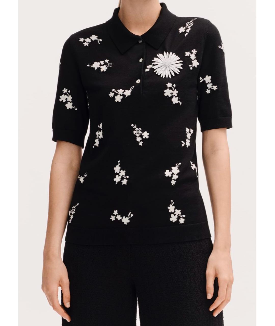 CHANEL Черная хлопковая футболка, фото 2