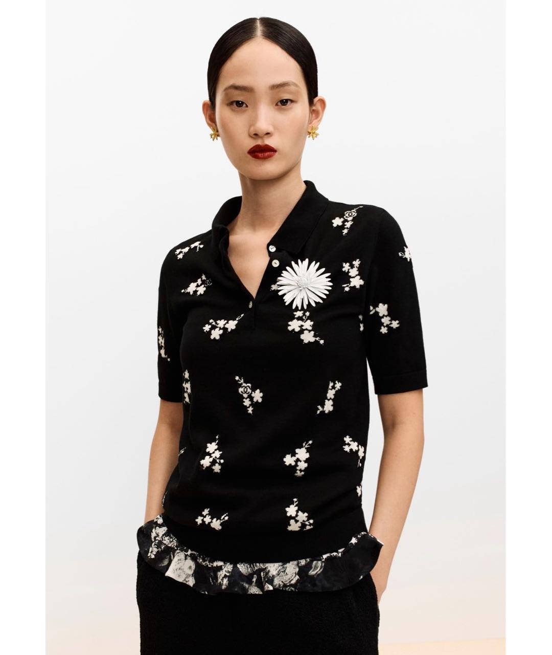 CHANEL Черная хлопковая футболка, фото 4