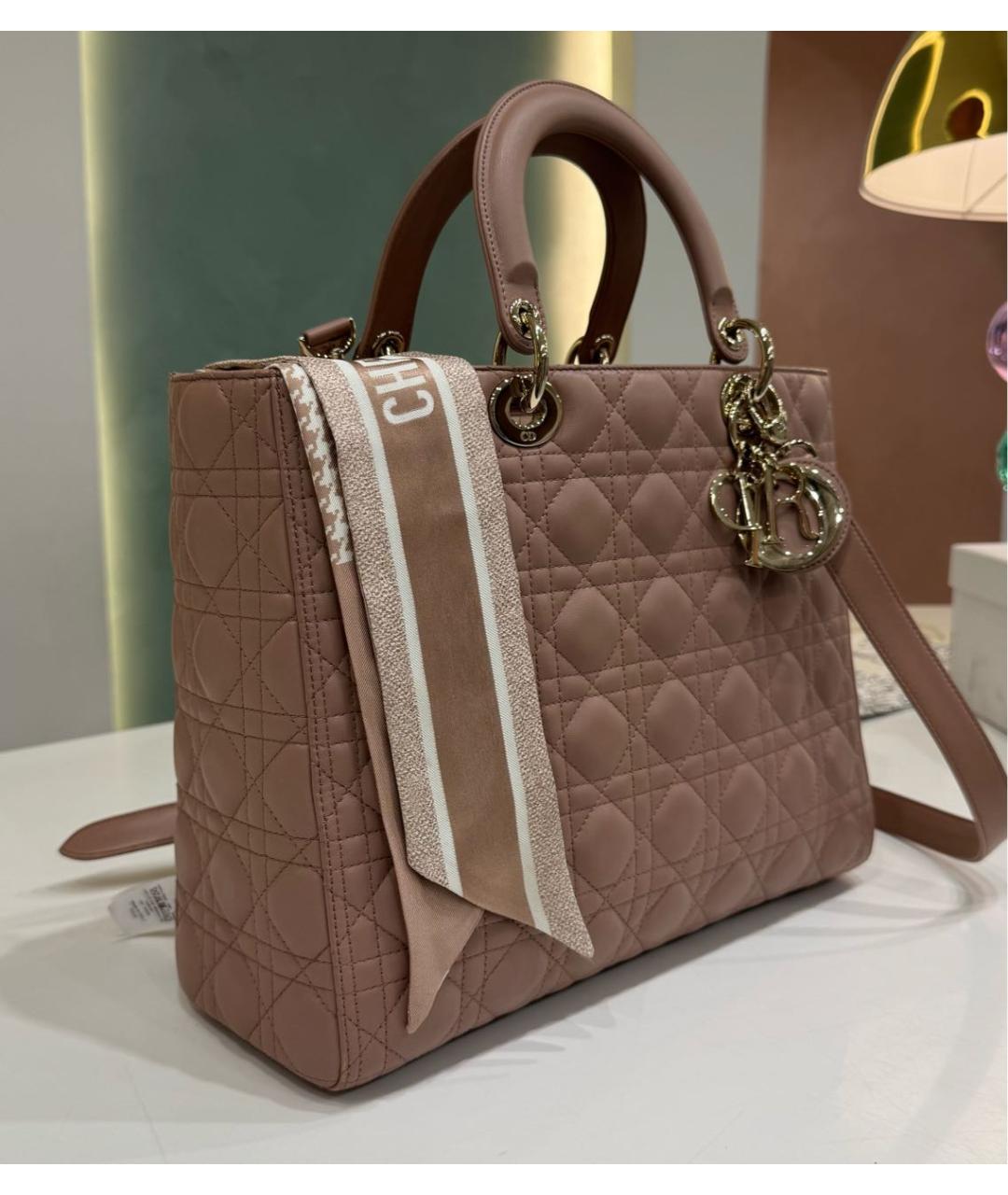 CHRISTIAN DIOR Розовая кожаная сумка через плечо, фото 2