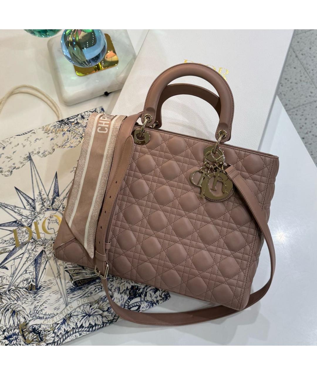 CHRISTIAN DIOR Розовая кожаная сумка через плечо, фото 7