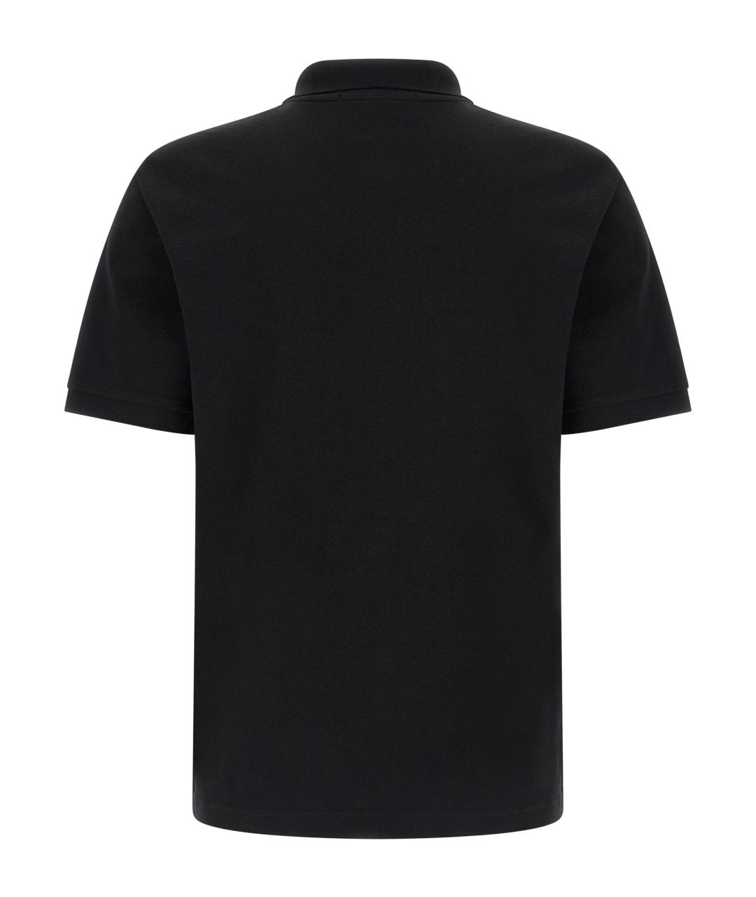 STONE ISLAND Черное хлопковое поло с коротким рукавом, фото 2