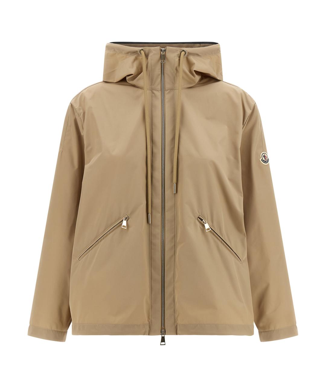 MONCLER Бежевая полиэстеровая куртка, фото 1