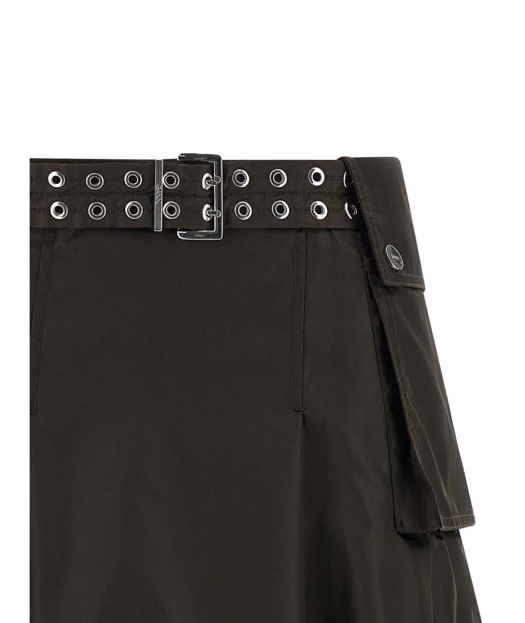 GANNI Коричневая полиамидовая юбка миди, фото 3