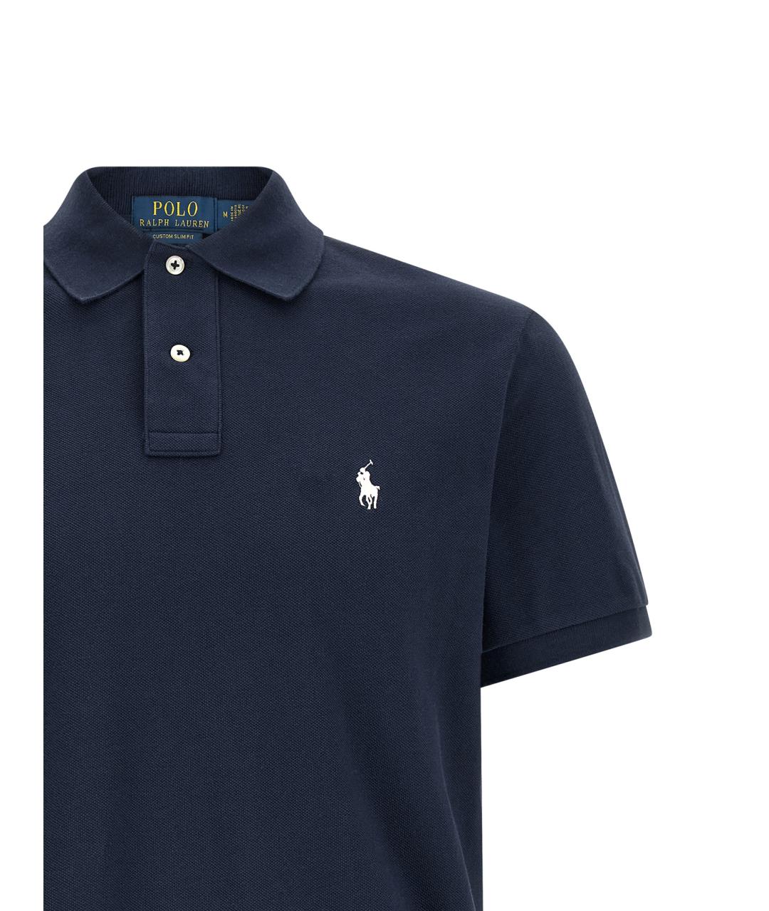 POLO RALPH LAUREN Синее хлопковое поло с коротким рукавом, фото 3