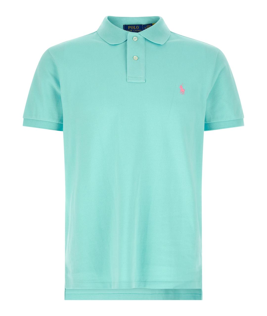 POLO RALPH LAUREN Голубое хлопковое поло с коротким рукавом, фото 1